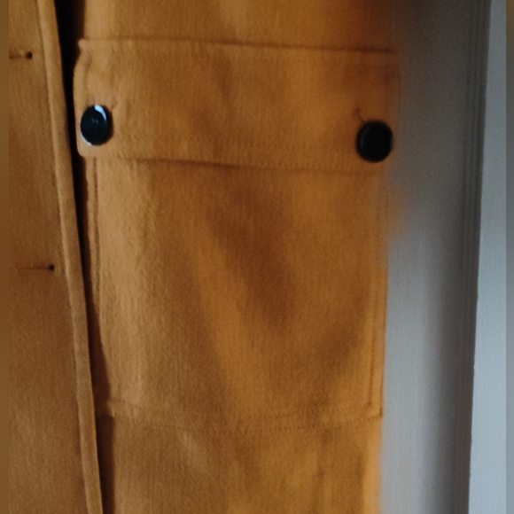 Maeve by Anthropologie Mustard Textured Peacoat Style | Button Front | Size 8 - Picture 3 of 9